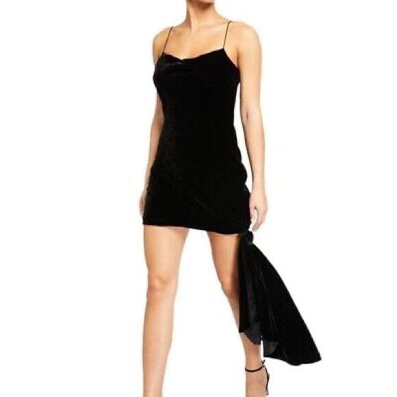 Cinq A Sept Ryder Velvet Mini Black Dress Tassle Backless Size 8 - Picture 8 of 13
